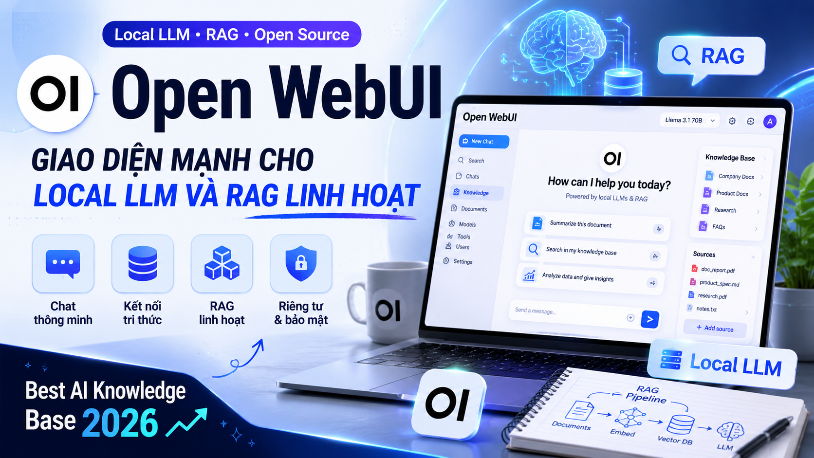 Open WebUI: giao diện mạnh cho local LLM và RAG linh hoạt - AnythingLLM, Open WebUI, Dify, RAGFlow, Suna