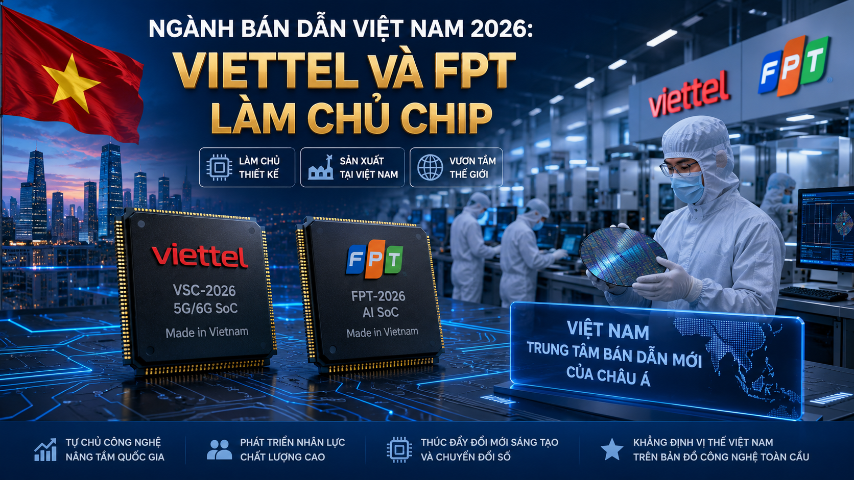 Ngành bán dẫn Việt Nam 2026: Viettel và FPT làm chủ chip - ngành bán dẫn Việt Nam