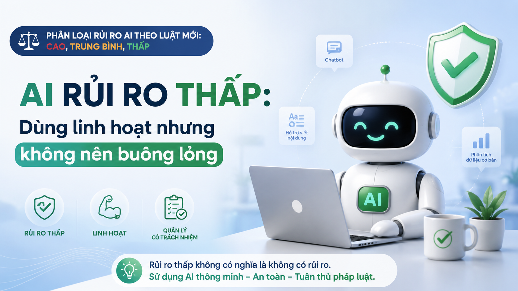 AI rủi ro thấp: Dùng linh hoạt nhưng không nên buông lỏng AI rủi ro thấp: Dùng linh hoạt nhưng không nên buông lỏng - phân loại rủi ro AI