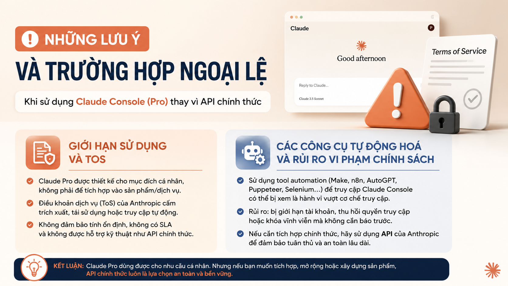 Những lưu ý và trường hợp ngoại lệ - claude pro có dùng được api không