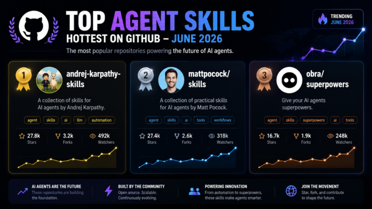 repo Agent Skills hot nhất GitHub tháng 6/2026: andrej-karpathy-skills, mattpocock/skills, obra/superpowers - andrej-karpathy-skills, mattpocock/skills