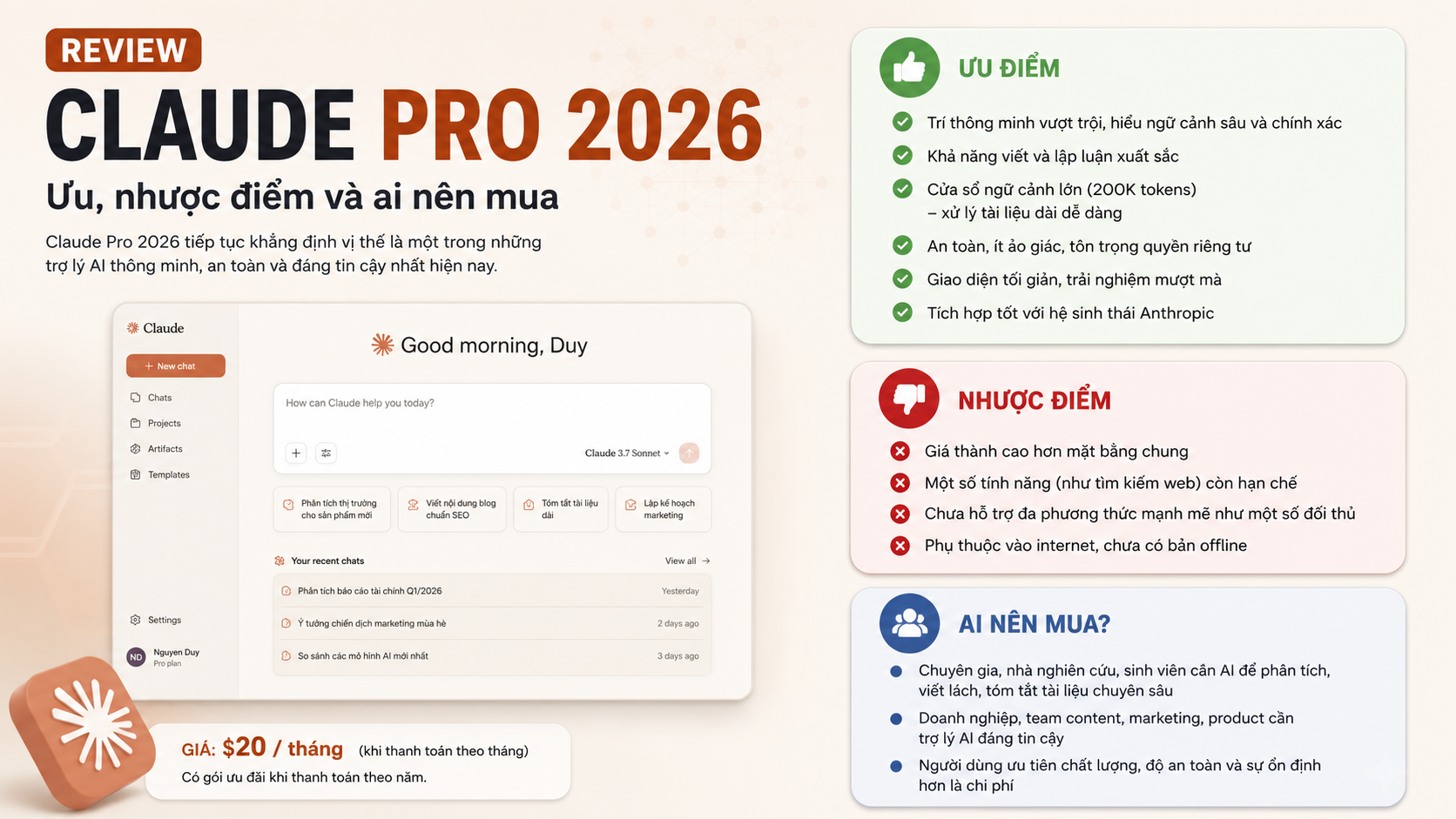 Review Claude Pro 2026: Ưu, nhược điểm và ai nên mua - review claude pro