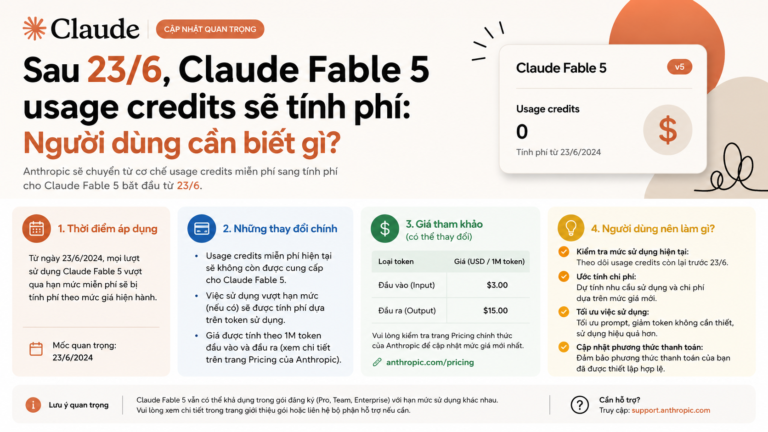 Sau 23/6, Claude Fable 5 usage credits sẽ tính phí: Người dùng cần biết gì? - Claude Fable 5 usage credits, Fable 5 tính phí