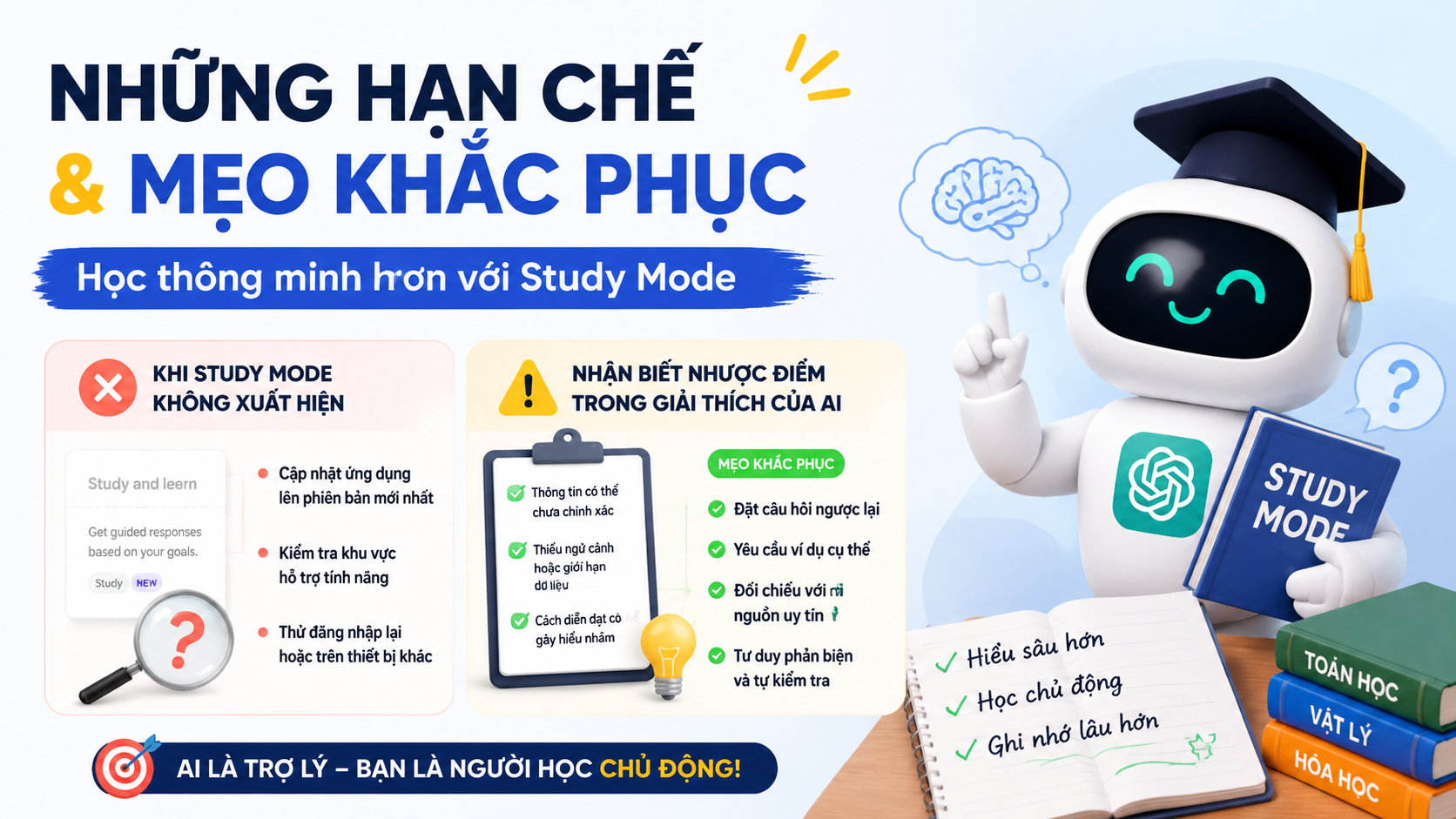 Những hạn chế & mẹo khắc phục Những hạn chế & mẹo khắc phục - study mode chatgpt