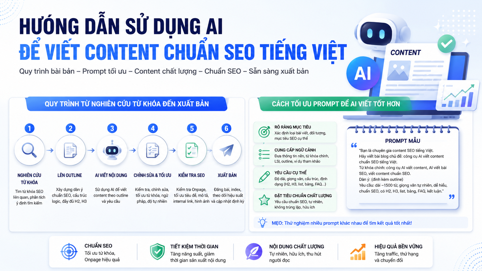 Hướng dẫn sử dụng AI để viết content chuẩn SEO tiếng Việt - công cụ AI viết content