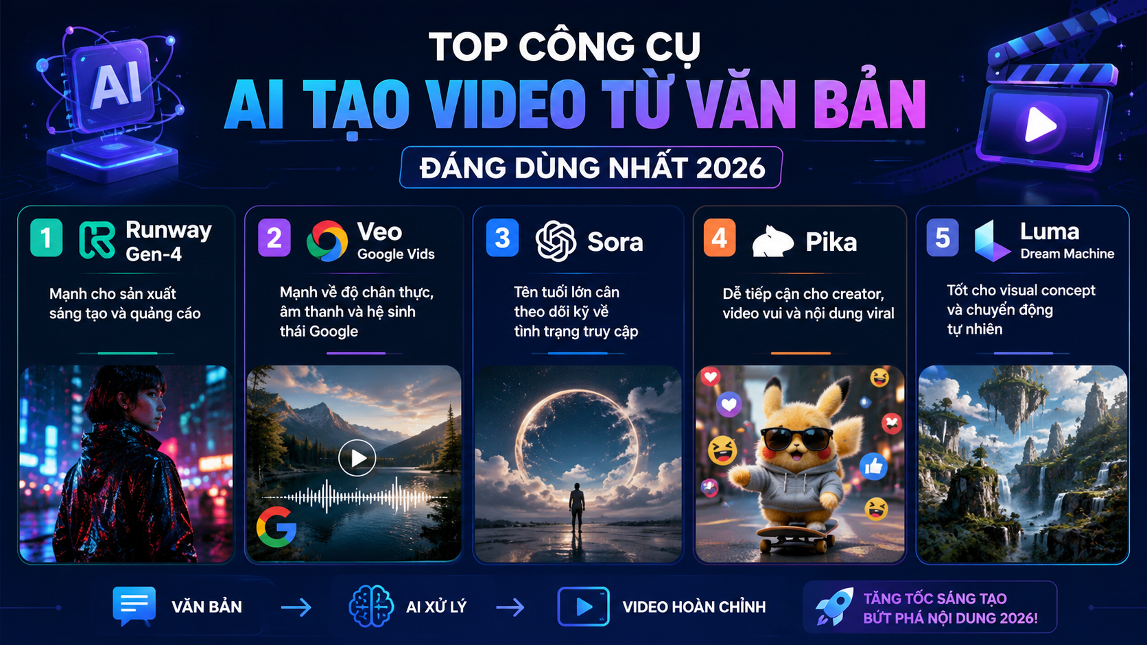 Top công cụ AI tạo video từ văn bản đáng dùng nhất 2026 - công cụ AI tạo video