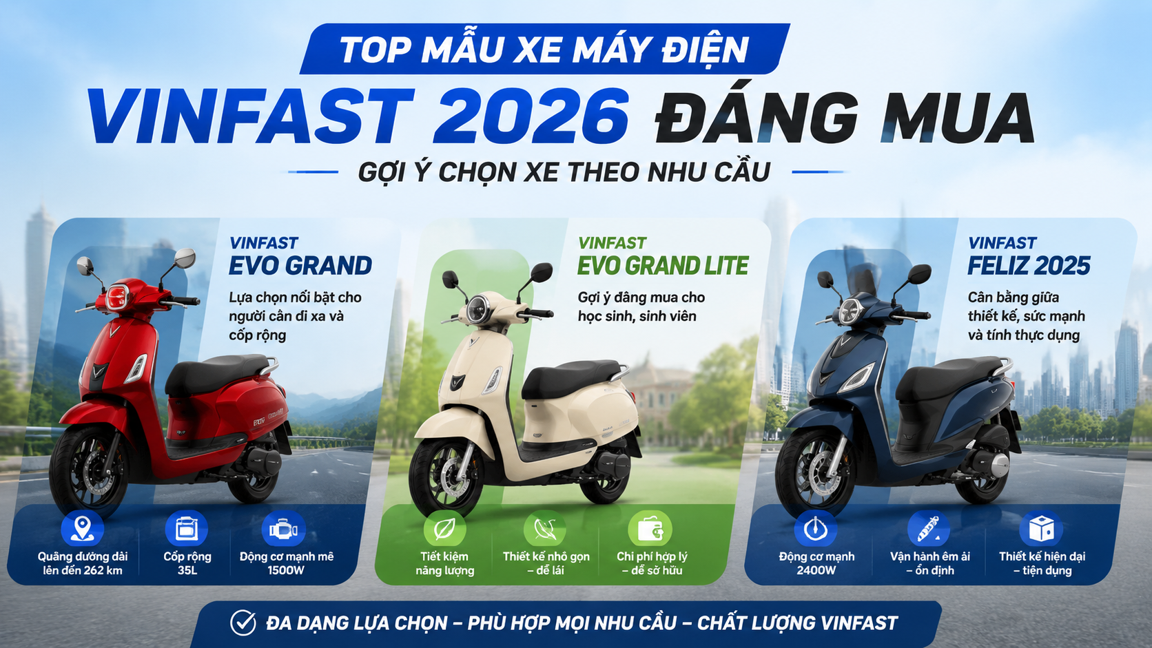 Top mẫu xe máy điện VinFast 2026 đáng mua nhất - xe máy điện VinFast 2026