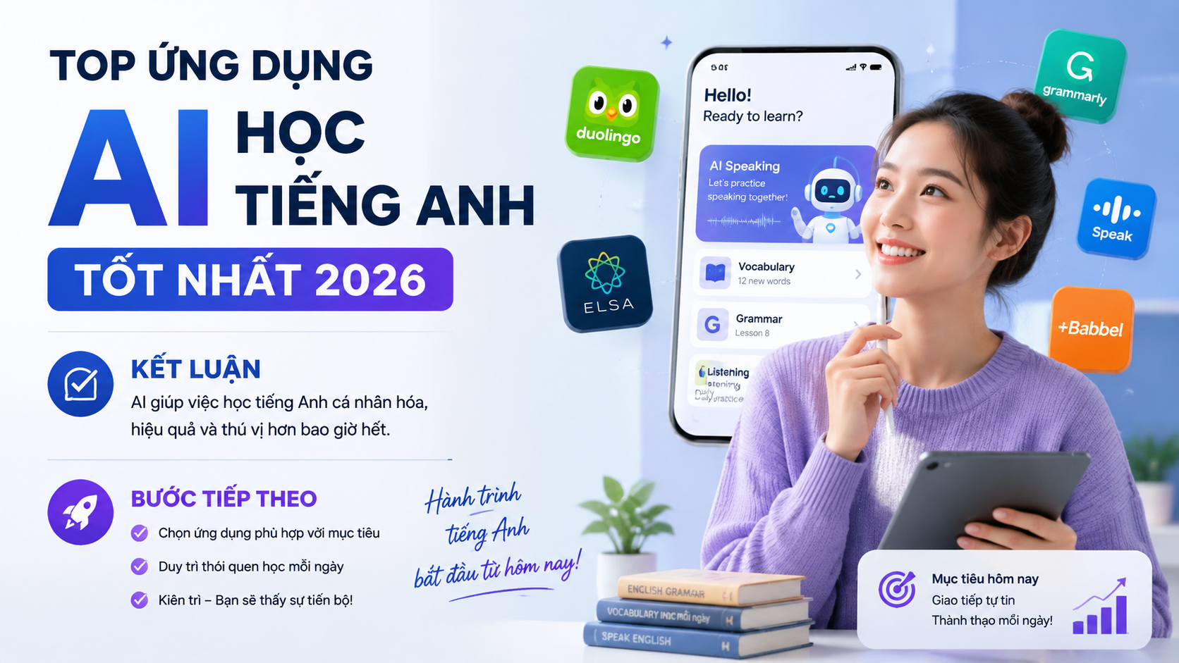 Kết luận và bước tiếp theo - ứng dụng AI học tiếng Anh