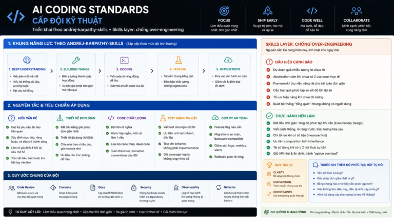 Triển khai AI Coding Standards cấp đội kỹ thuật bằng andrej-karpathy-skills + Skills layer: chống over-engineering - andrej-karpathy-skills