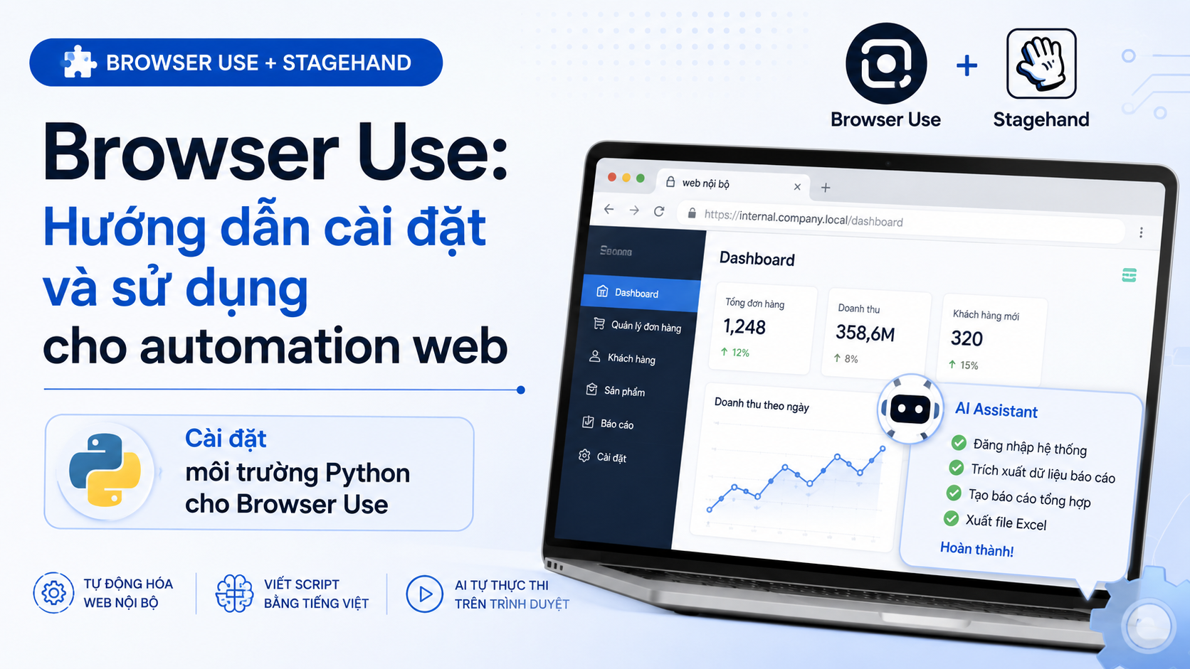 Browser Use: Hướng dẫn cài đặt và sử dụng cho automation web - Browser Use, Stagehand