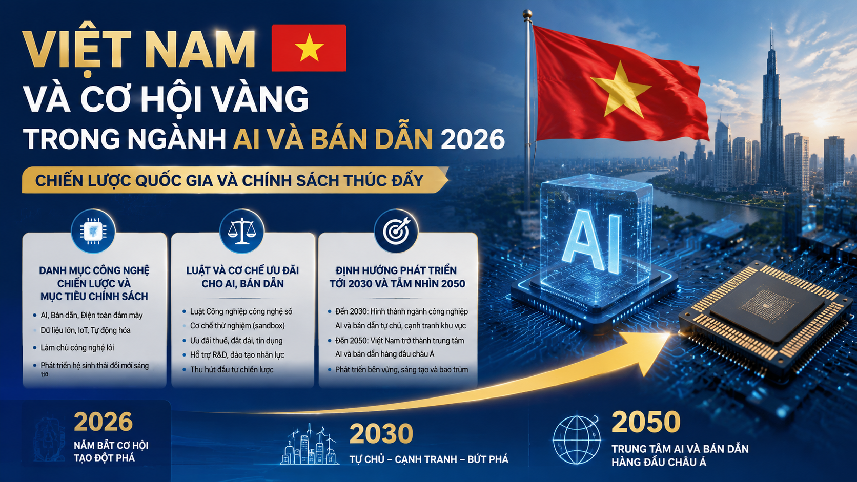 Chiến lược quốc gia và chính sách thúc đẩy Chiến lược quốc gia và chính sách thúc đẩy - AI và bán dẫn Việt Nam