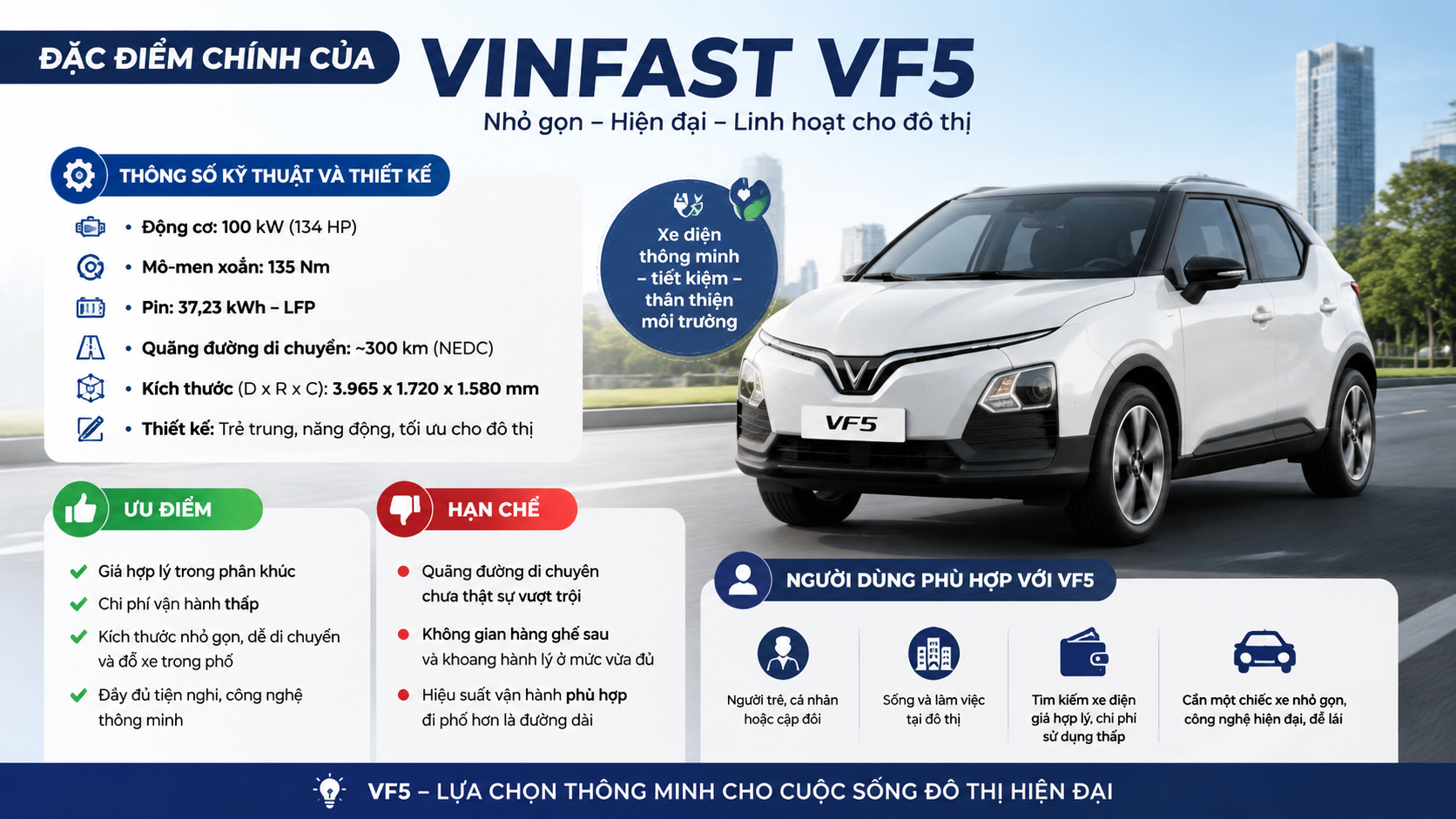 Đặc điểm chính của VinFast VF5 - xe điện VinFast