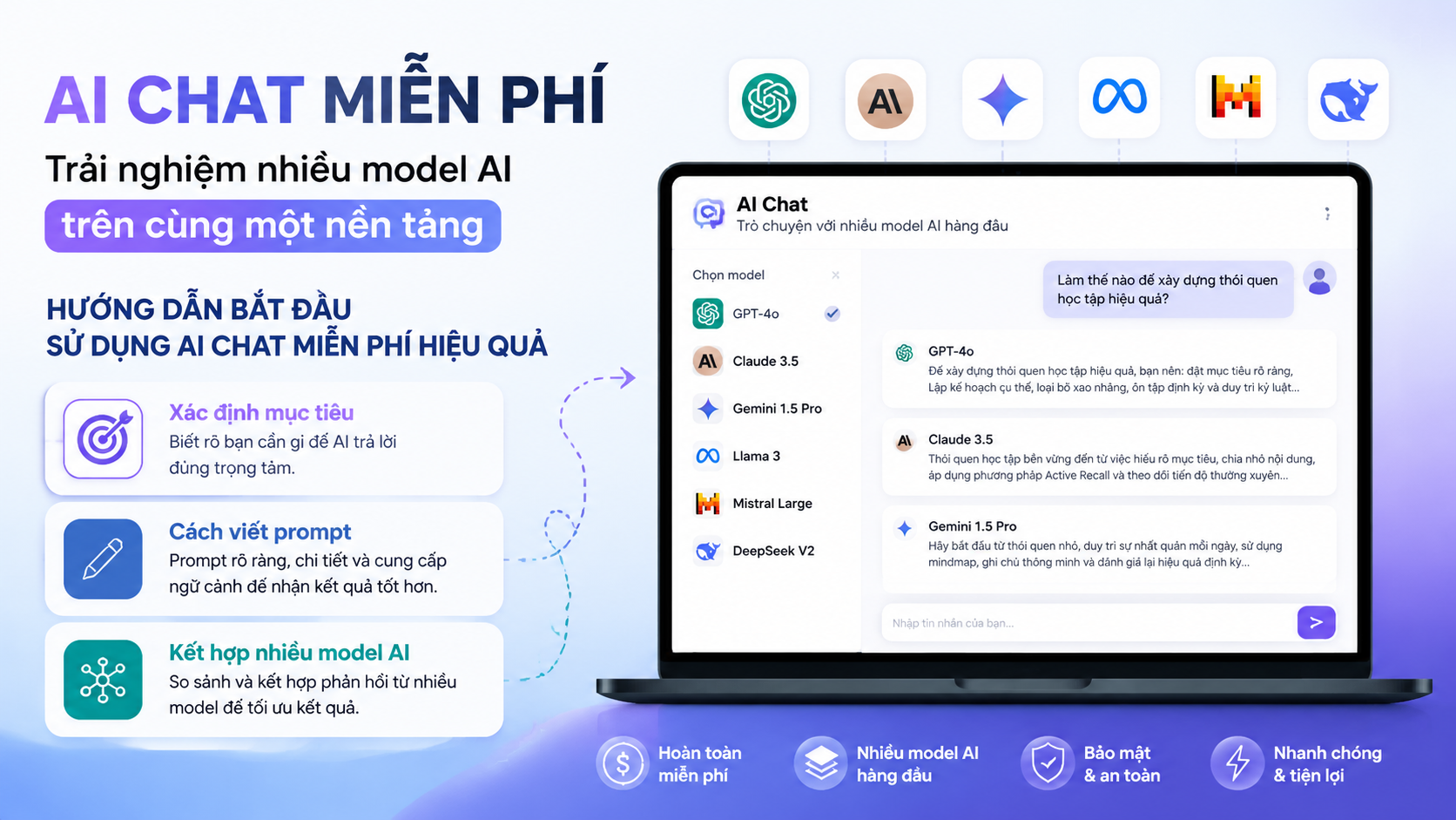 Hướng dẫn bắt đầu sử dụng AI chat miễn phí hiệu quả Hướng dẫn bắt đầu sử dụng AI chat miễn phí hiệu quả - AI chat miễn phí, chatbot AI free, free AI chatbot, chat AI online