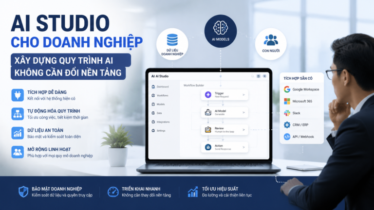 AI Studio cho doanh nghiệp: Xây dựng quy trình AI không cần đổi nền tảng - AI Studio, nền tảng xây dựng AI, workflow AI