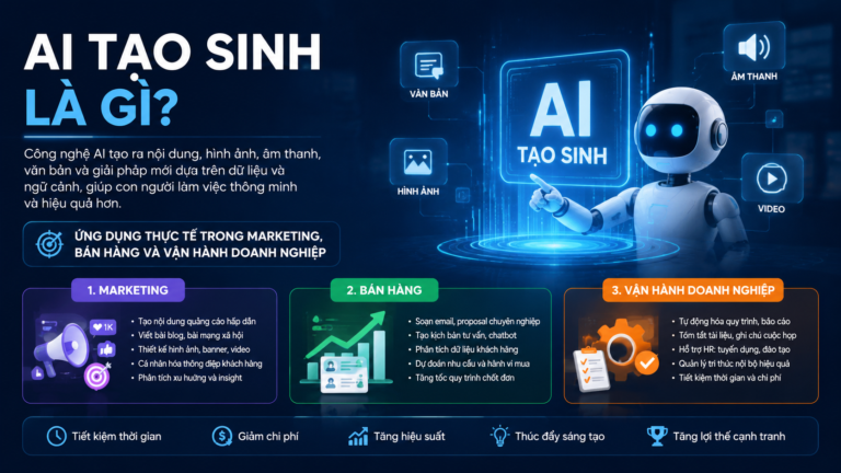 AI tạo sinh là gì? Ứng dụng thực tế trong marketing, bán hàng và vận hành doanh nghiệp - AI tạo sinh là gì, generative AI, ứng dụng AI doanh nghiệp