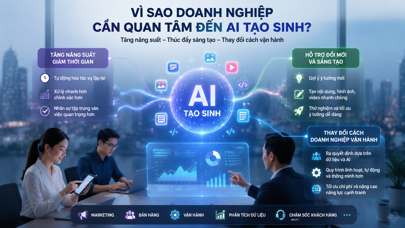 Vì sao doanh nghiệp cần quan tâm đến AI tạo sinh? Vì sao doanh nghiệp cần quan tâm đến AI tạo sinh? - AI tạo sinh là gì, generative AI, ứng dụng AI doanh nghiệp