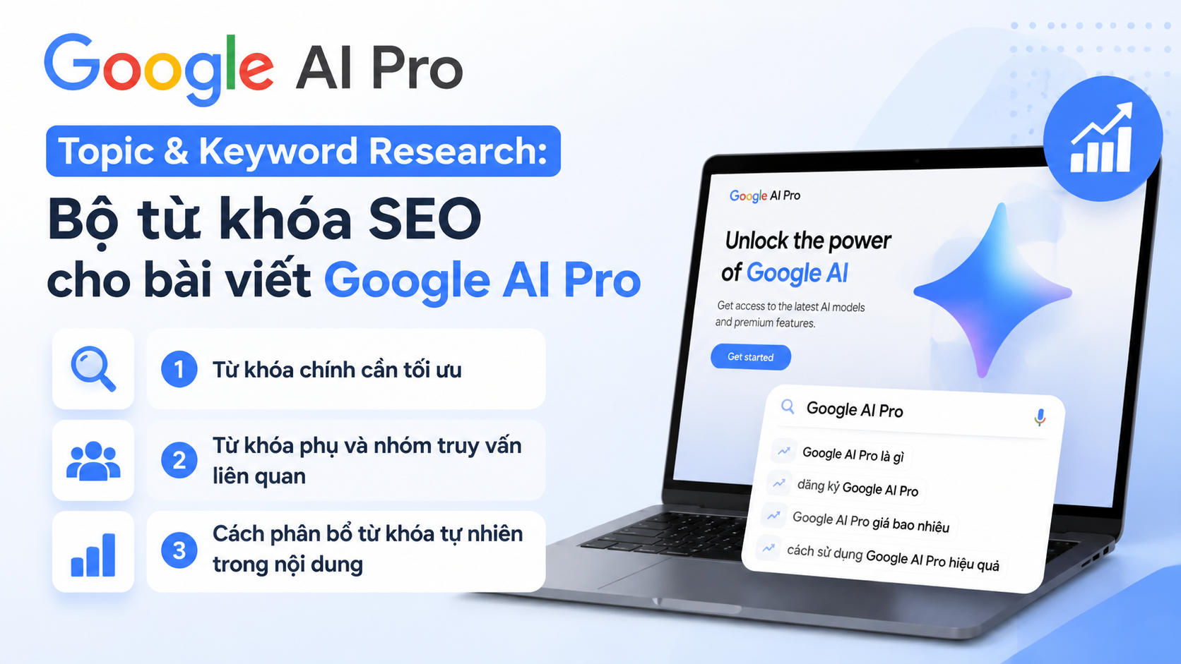 Topic & Keyword Research: Bộ từ khóa SEO cho bài viết Google AI Pro - hỗ trợ đăng ký google ai pro, kích hoạt google ai pro, mua google ai pro chính chủ
