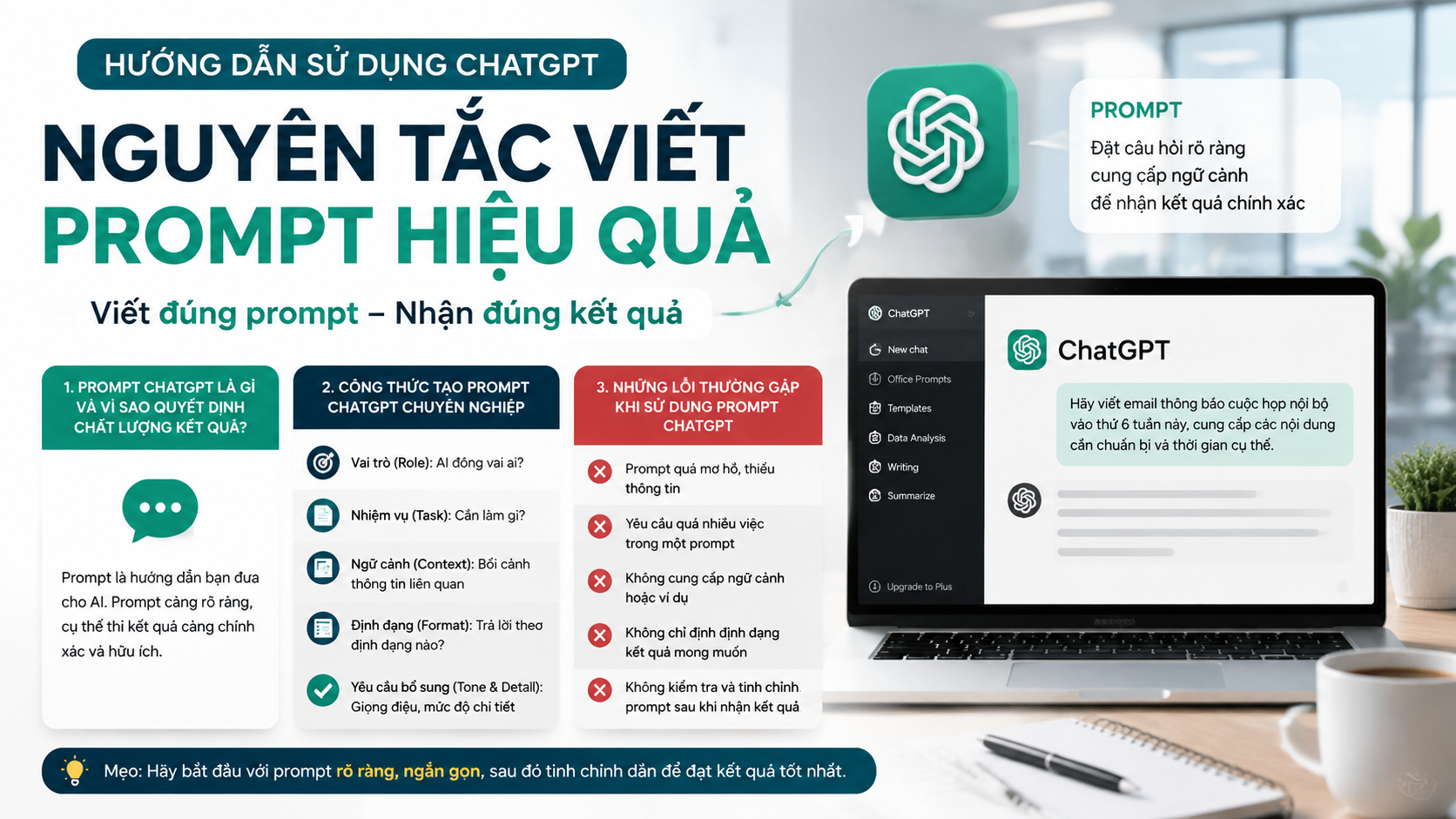Hướng dẫn sử dụng ChatGPT: Nguyên tắc viết prompt hiệu quả Hướng dẫn sử dụng ChatGPT: Nguyên tắc viết prompt hiệu quả - cách dùng ChatGPT, hướng dẫn sử dụng ChatGPT, prompt ChatGPT