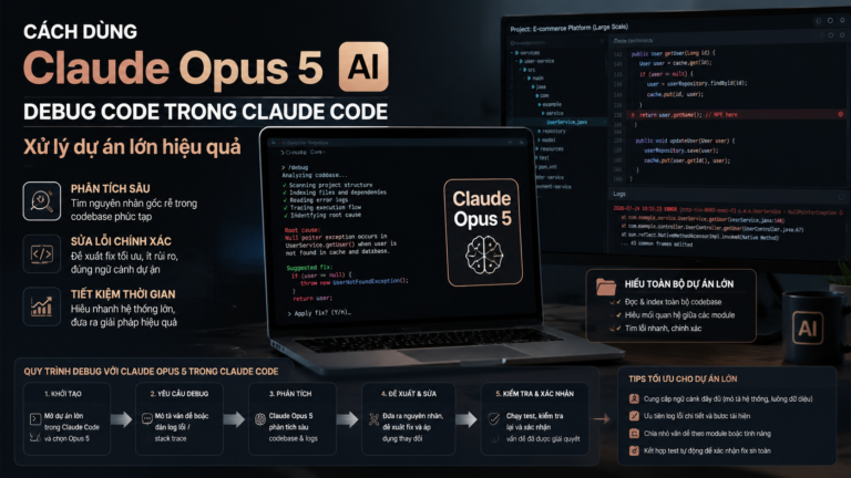 Cách dùng Claude Opus 5 debug code trong Claude Code để xử lý dự án lớn - Claude Opus 5 debug codeClaude Opus 5 Claude CodeClaude Opus 5 codingClaude Opus 5 có miễn phí khôngcách sử dụng Claude Opus 5Claude Opus 5 APIgiá Claude Opus 5Claude Opus 5 vs Fable 5Claude Opus 5 vs Sonnet 5Claude Opus 5 vs Opus 4.8Claude Opus 5 có gì mớiđánh giá Claude Opus 5Claude Opus 5 ra mắtClaude Opus 5 là gì, Claude Opus 5, Anthropic Opus 5Claude Opus 5 mới, Anthropic ra mắt Claude Opus 5review Claude Opus 5, Claude Opus 5 có tốt khôngtính năng Claude Opus 5, Claude Opus 5 mới nhấtso sánh Claude Opus 5, Opus 5 và Opus 4.8so sánh Opus 5 và Sonnet 5, Claude Sonnet 5Opus 5 và Fable 5, so sánh Claude 5Claude Opus 5 pricing, giá API Claude Opus 5API Claude Opus 5, claude-opus-5 APIhướng dẫn Claude Opus 5, dùng Claude Opus 5tài khoản Claude Opus 5, gói Claude Opus 5Claude Opus 5 lập trình, AI viết code ClaudeClaude Code Opus 5, coding agent ClaudeAI sửa lỗi code, Claude debug code