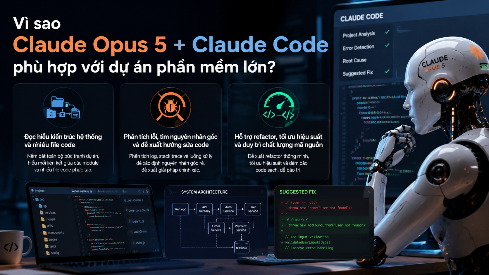 Vì sao Claude Opus 5 Claude Code phù hợp với dự án phần mềm lớn? - Claude Opus 5 debug codeClaude Opus 5 Claude CodeClaude Opus 5 codingClaude Opus 5 có miễn phí khôngcách sử dụng Claude Opus 5Claude Opus 5 APIgiá Claude Opus 5Claude Opus 5 vs Fable 5Claude Opus 5 vs Sonnet 5Claude Opus 5 vs Opus 4.8Claude Opus 5 có gì mớiđánh giá Claude Opus 5Claude Opus 5 ra mắtClaude Opus 5 là gì, Claude Opus 5, Anthropic Opus 5Claude Opus 5 mới, Anthropic ra mắt Claude Opus 5review Claude Opus 5, Claude Opus 5 có tốt khôngtính năng Claude Opus 5, Claude Opus 5 mới nhấtso sánh Claude Opus 5, Opus 5 và Opus 4.8so sánh Opus 5 và Sonnet 5, Claude Sonnet 5Opus 5 và Fable 5, so sánh Claude 5Claude Opus 5 pricing, giá API Claude Opus 5API Claude Opus 5, claude-opus-5 APIhướng dẫn Claude Opus 5, dùng Claude Opus 5tài khoản Claude Opus 5, gói Claude Opus 5Claude Opus 5 lập trình, AI viết code ClaudeClaude Code Opus 5, coding agent ClaudeAI sửa lỗi code, Claude debug code