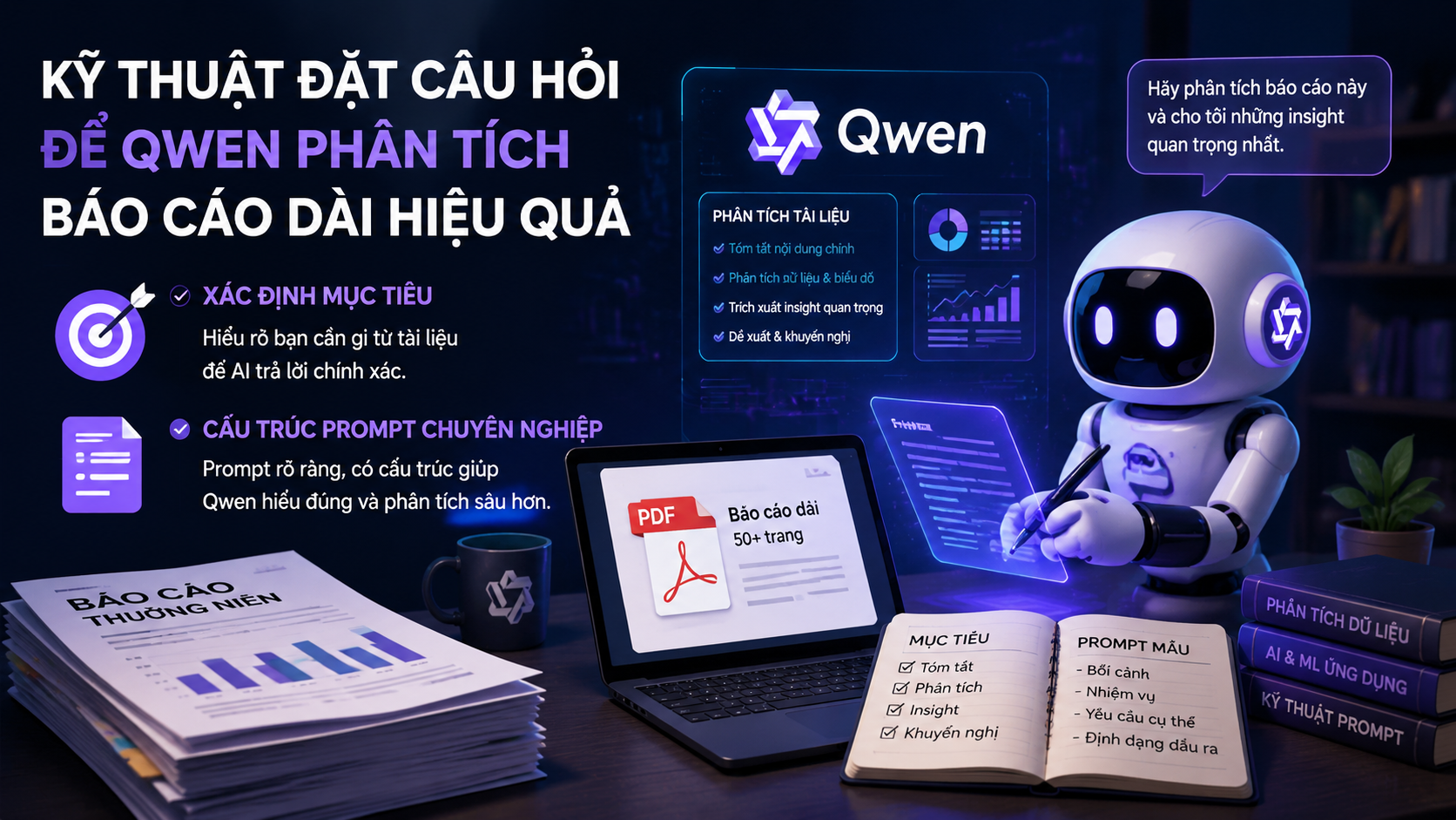 Kỹ thuật đặt câu hỏi để Qwen phân tích báo cáo dài hiệu quả - Qwen phân tích PDF