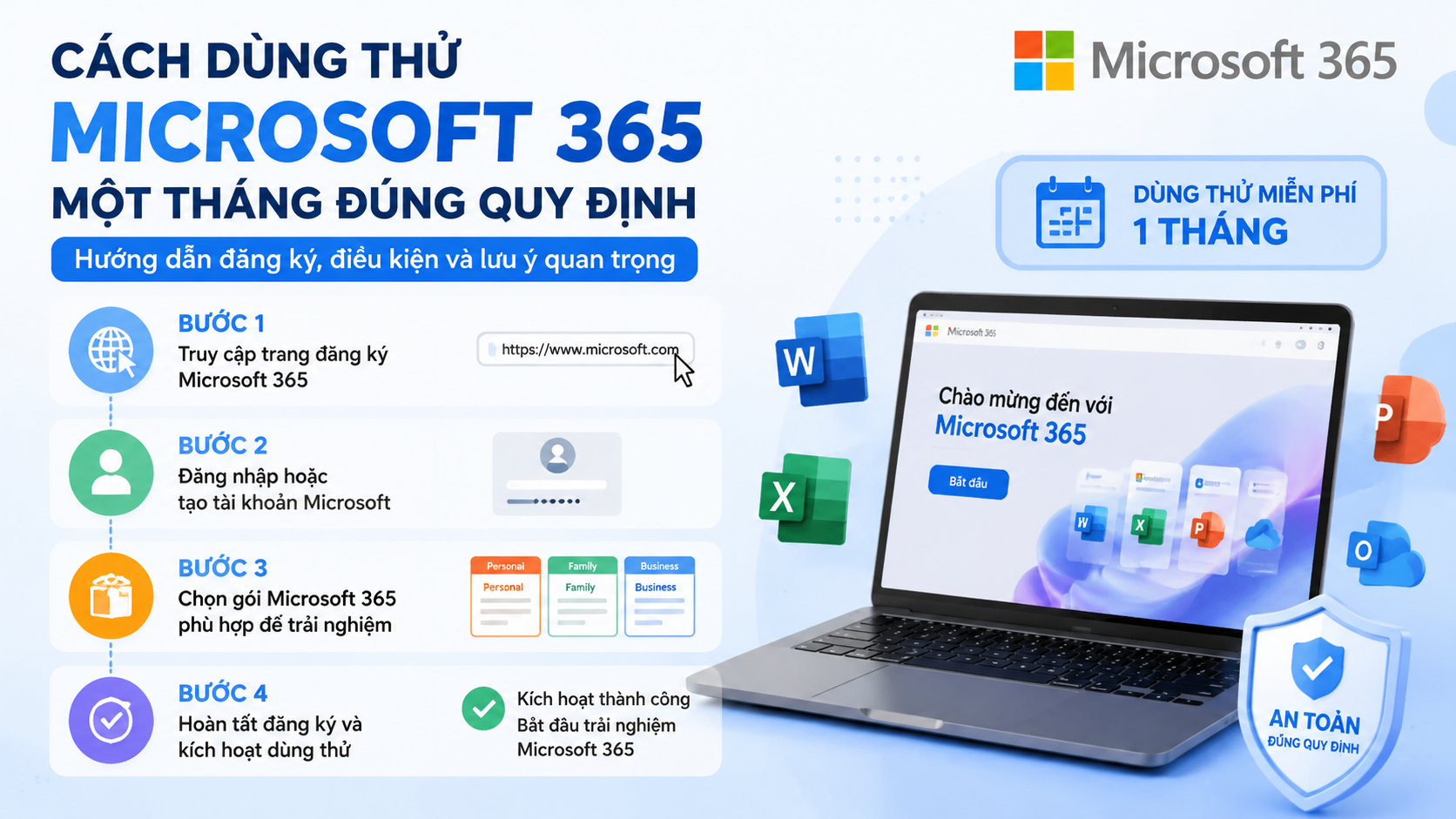Cách dùng thử Microsoft 365 một tháng đúng quy định từng bước - dùng thử Microsoft 365