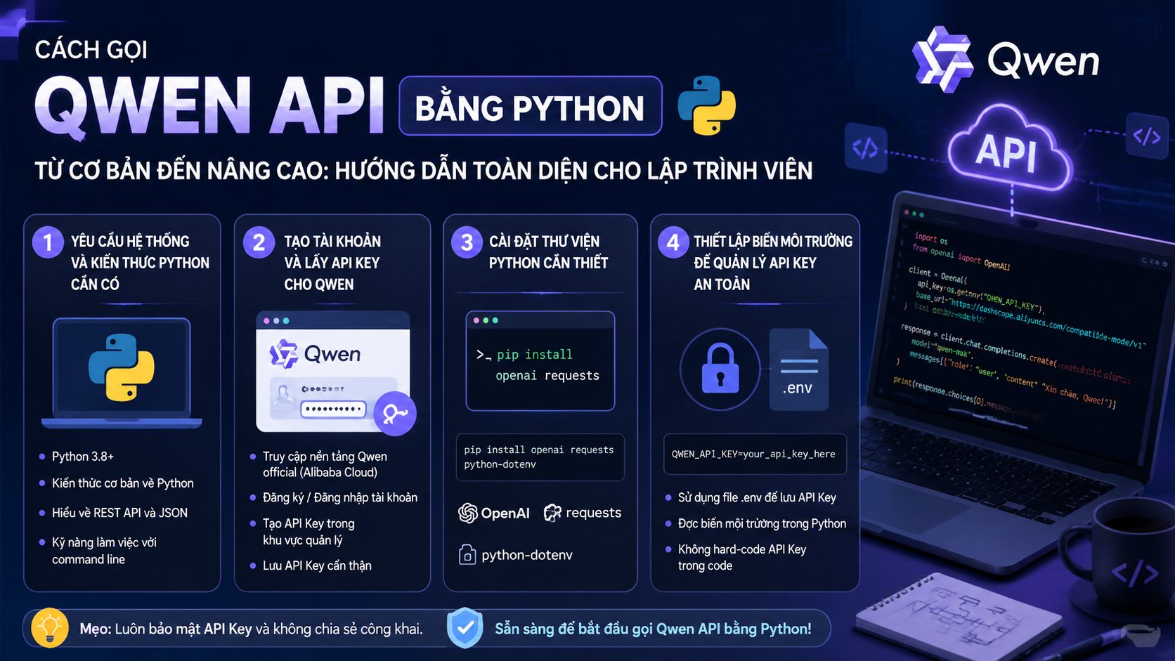 Chuẩn bị môi trường để gọi Qwen API bằng Python Chuẩn bị môi trường để gọi Qwen API bằng Python - Qwen API Python