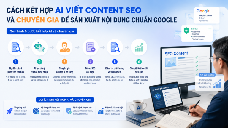 Cách kết hợp AI viết content SEO và chuyên gia để sản xuất nội dung chuẩn Google - AI viết content SEO