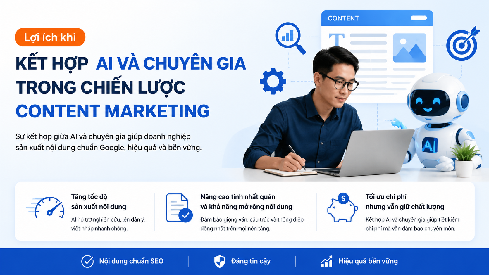 Lợi ích khi kết hợp AI và chuyên gia trong chiến lược content marketing - AI viết content SEO