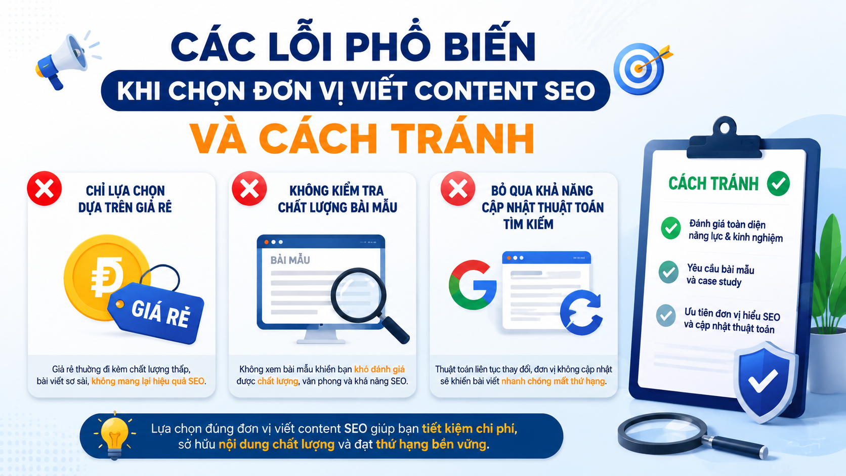 Các lỗi phổ biến khi chọn đơn vị viết content SEO và cách tránh - thuê dịch vụ viết bài SEO