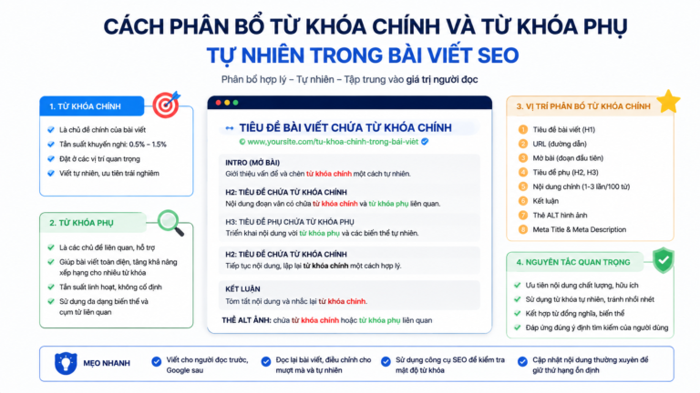 Cách phân bổ từ khóa chính và từ khóa phụ tự nhiên trong bài viết SEO - từ khóa chính và từ khóa phụ