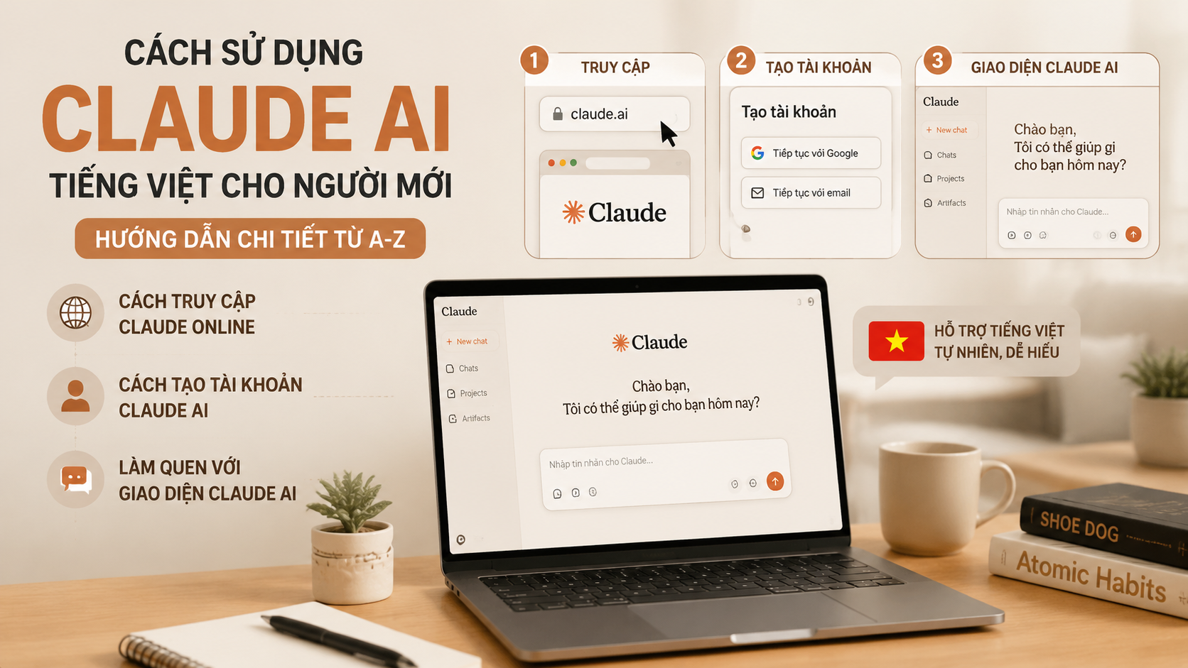 Cách sử dụng Claude AI tiếng Việt cho người mới bắt đầu - cách sử dụng Claude AI, Claude AI tiếng Việt, Claude online