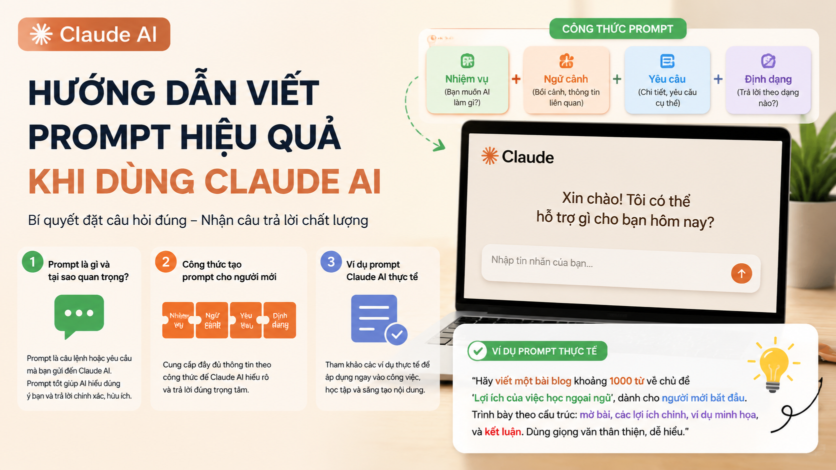 Hướng dẫn viết prompt hiệu quả khi dùng Claude AI - cách sử dụng Claude AI, Claude AI tiếng Việt, Claude online