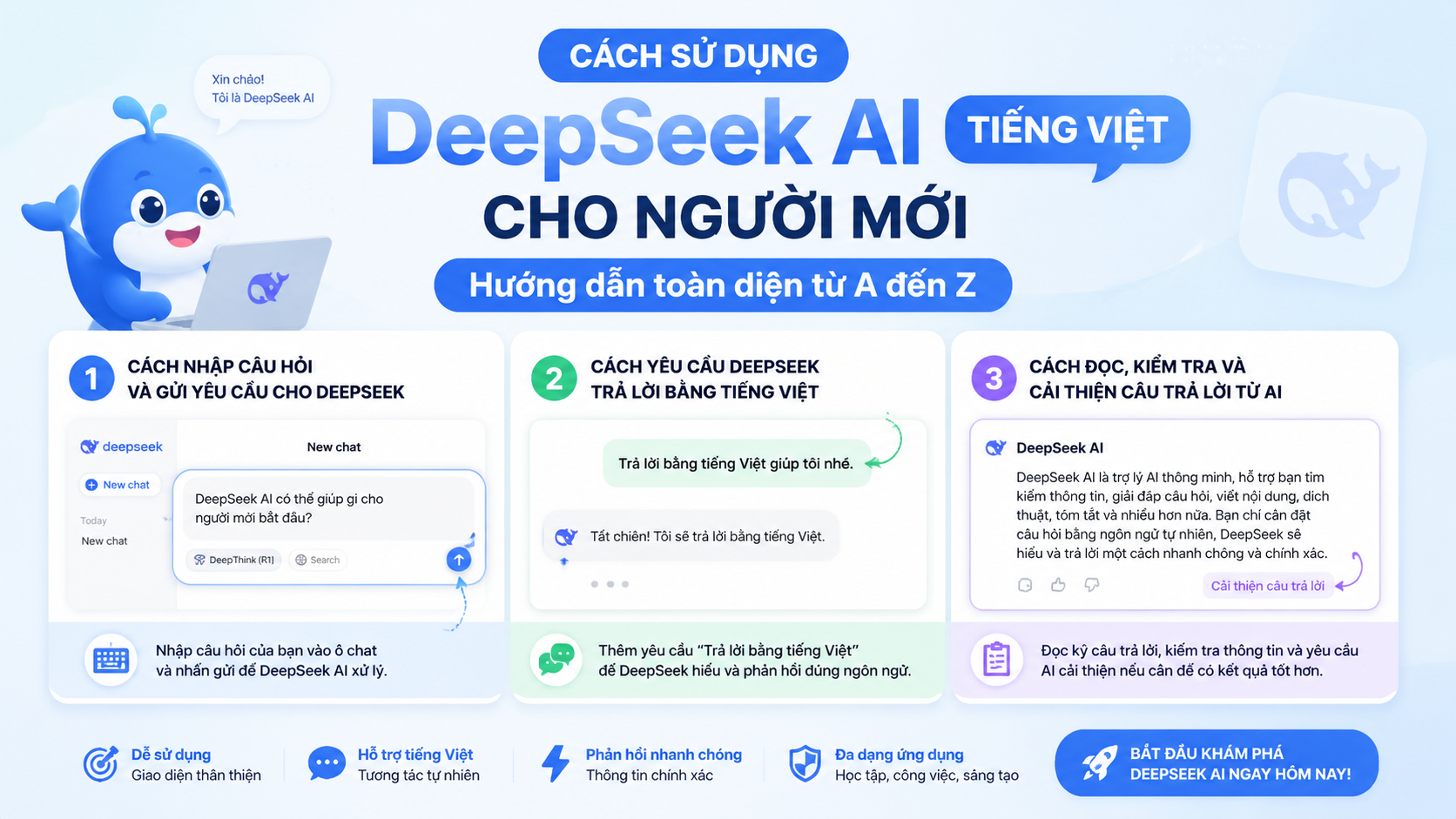 Cách sử dụng DeepSeek AI tiếng Việt cơ bản Cách sử dụng DeepSeek AI tiếng Việt cơ bản - cách sử dụng DeepSeek AI, DeepSeek tiếng Việt, DeepSeek online