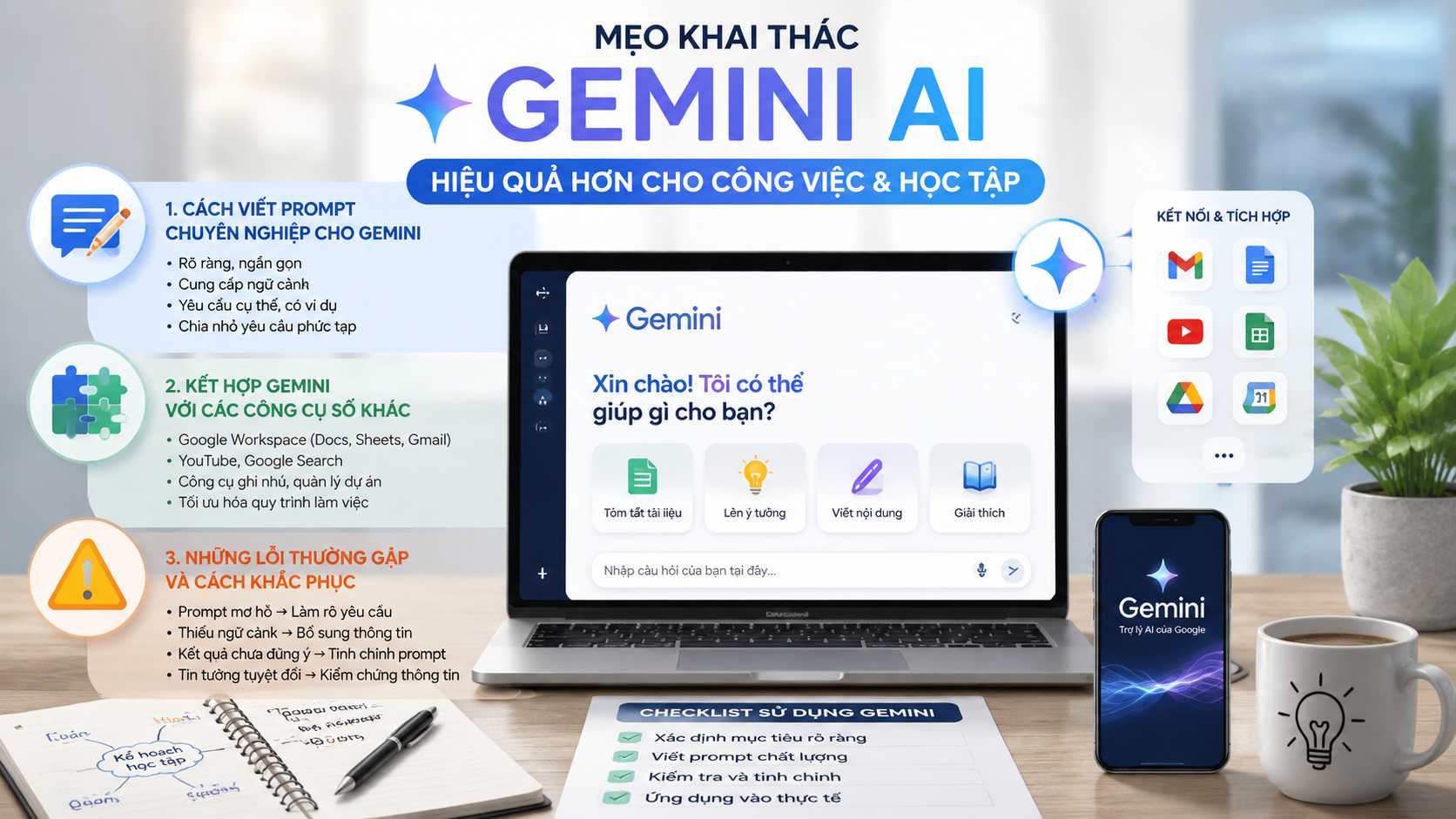 Mẹo khai thác Google AI chatbot Gemini hiệu quả hơn Mẹo khai thác Google AI chatbot Gemini hiệu quả hơn - cách sử dụng Gemini AI, Gemini tiếng Việt, Google AI chatbot