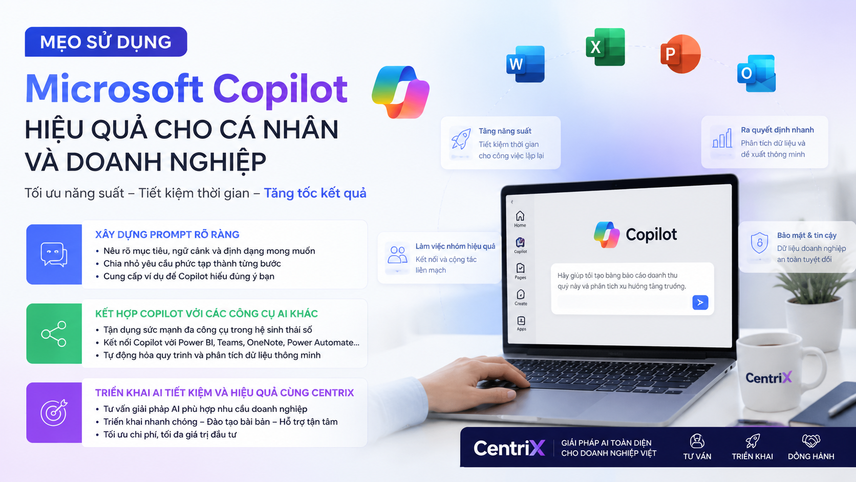Mẹo sử dụng Microsoft Copilot hiệu quả cho cá nhân và doanh nghiệp Mẹo sử dụng Microsoft Copilot hiệu quả cho cá nhân và doanh nghiệp - cách sử dụng Microsoft Copilot, Copilot Word, Copilot Excel, Copilot PowerPoint