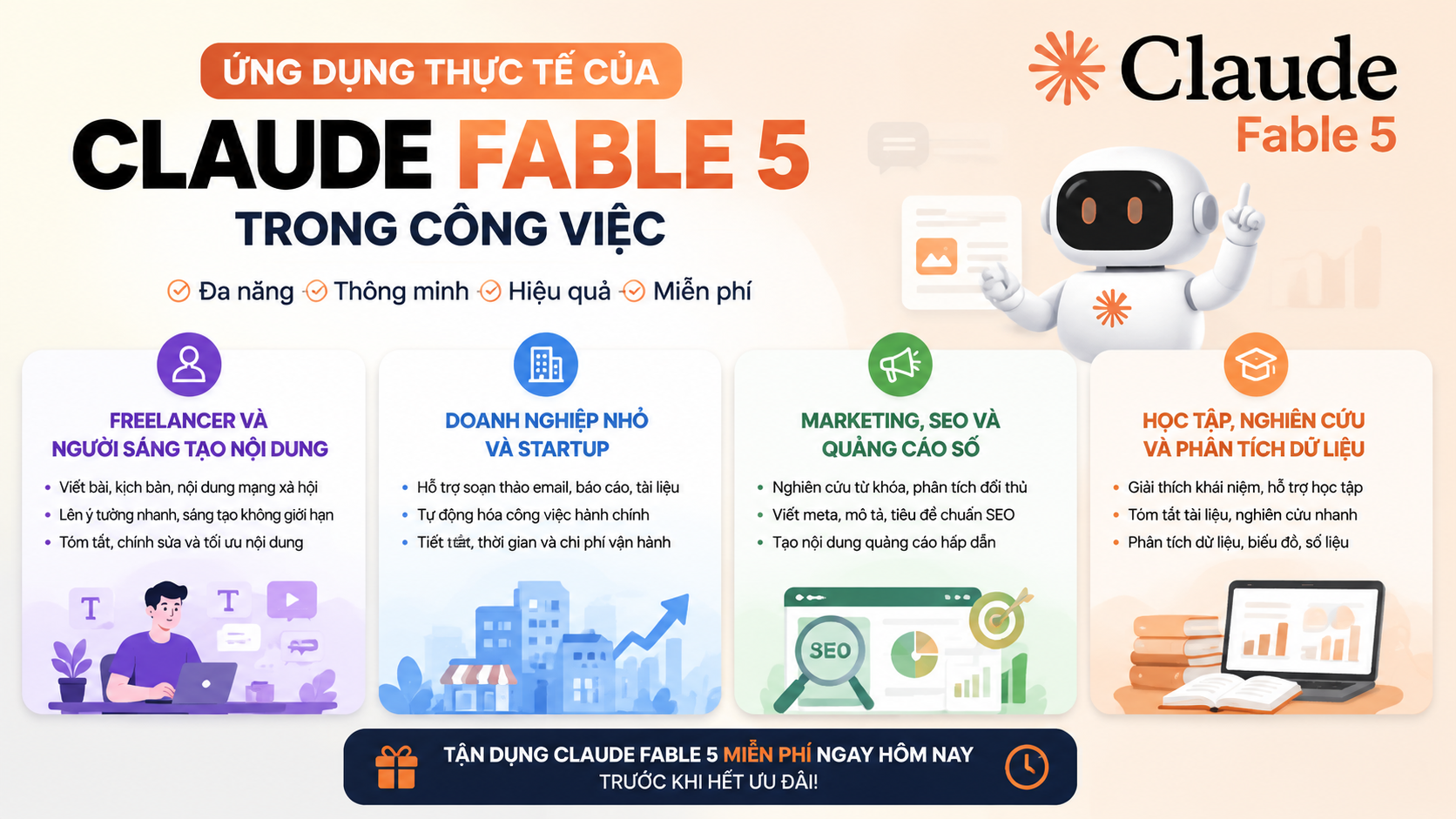 Ứng dụng thực tế của Claude Fable 5 trong công việc - tận dụng claude fable 5 miễn phí