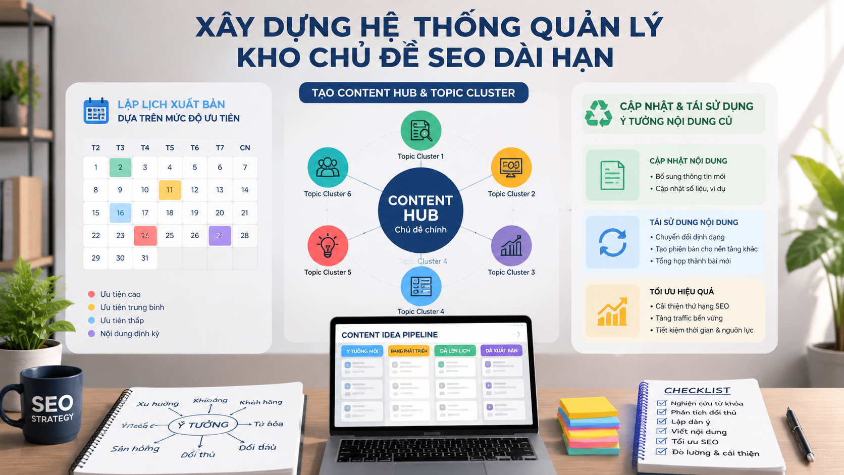 Xây dựng hệ thống quản lý kho chủ đề SEO dài hạn - tìm chủ đề viết bài SEO