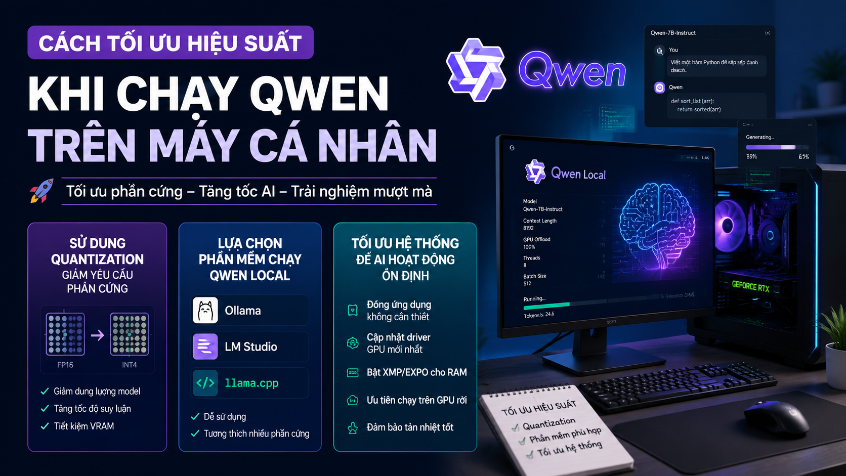 Cách tối ưu hiệu suất khi chạy Qwen trên máy cá nhân - cấu hình chạy Qwen