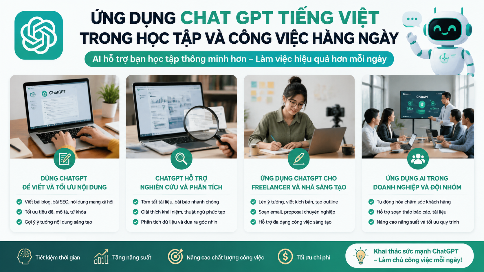 Ứng dụng Chat GPT tiếng Việt trong học tập và công việc hằng ngày - Chat GPT tiếng Việt, ChatGPT tiếng Việt miễn phí, cách dùng ChatGPT