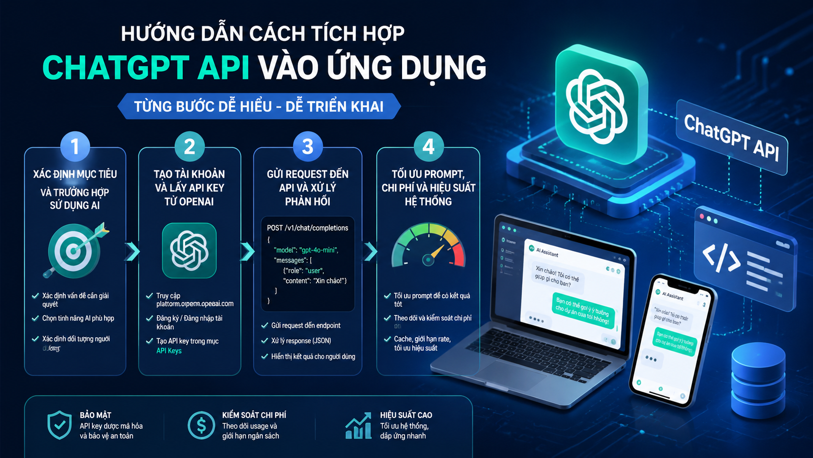 Hướng dẫn cách tích hợp ChatGPT API vào ứng dụng từng bước Hướng dẫn cách tích hợp ChatGPT API vào ứng dụng từng bước - ChatGPT API, OpenAI API, tích hợp GPT