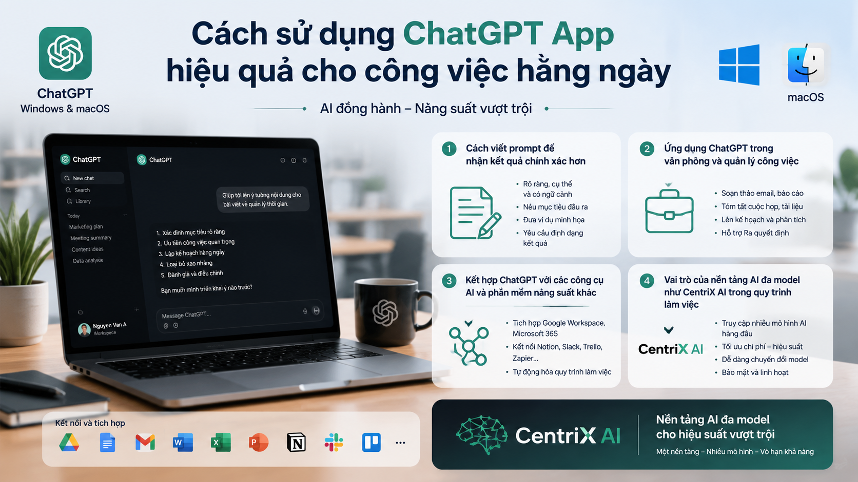 Cách sử dụng ChatGPT App hiệu quả cho công việc hằng ngày Cách sử dụng ChatGPT App hiệu quả cho công việc hằng ngày - ChatGPT app, ChatGPT download, cài ChatGPT trên máy tính