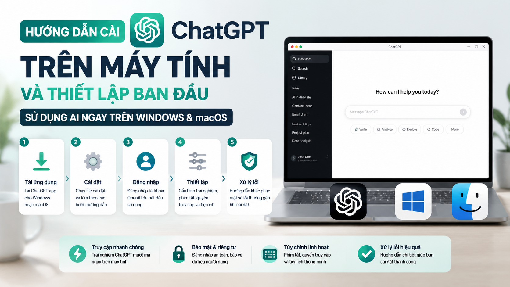 Hướng dẫn cài ChatGPT trên máy tính và thiết lập ban đầu Hướng dẫn cài ChatGPT trên máy tính và thiết lập ban đầu - ChatGPT app, ChatGPT download, cài ChatGPT trên máy tính
