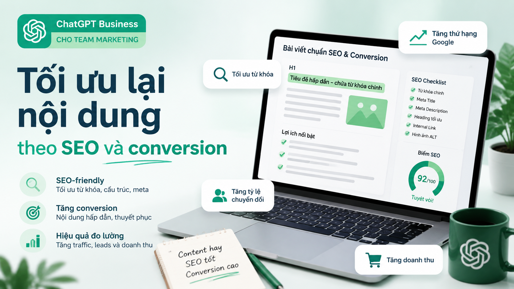 Tối ưu lại nội dung theo SEO và conversion - chatgpt business team marketing