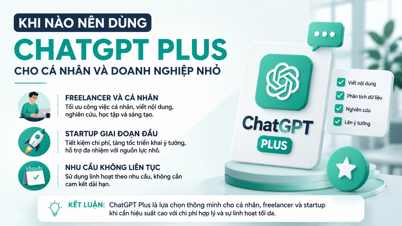 Khi nào nên dùng ChatGPT Plus - chatgpt cho doanh nghiệp