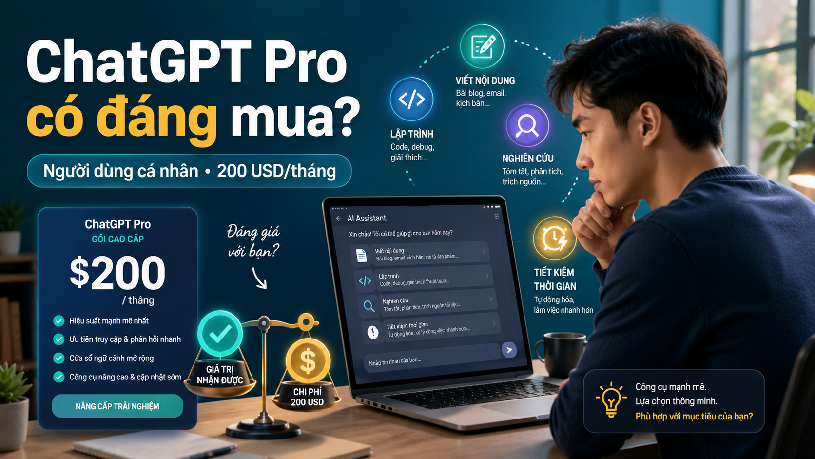 ChatGPT Pro có đáng mua với người dùng cá nhân không? - ChatGPT Pro có đáng mua, đánh giá ChatGPT Pro, giá ChatGPT Pro, review ChatGPT Pro
