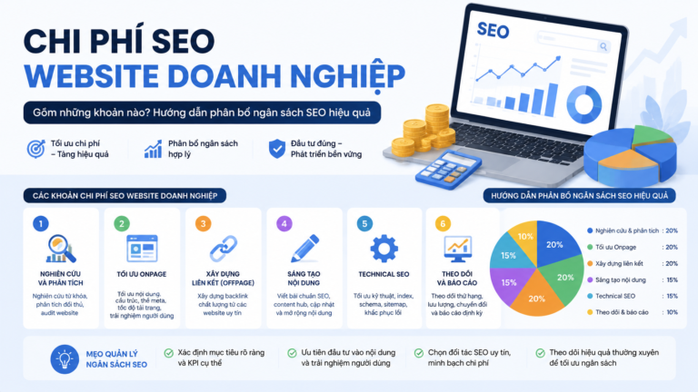 Chi phí SEO website doanh nghiệp gồm những khoản nào? Hướng dẫn phân bổ ngân sách SEO hiệu quả - chi phí SEO website