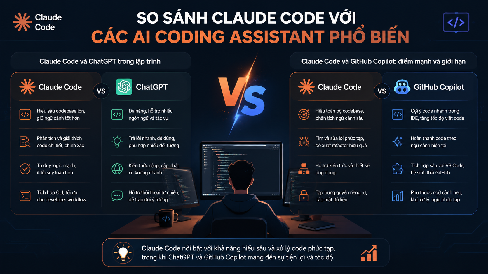 So sánh Claude Code với các AI coding assistant phổ biến - Claude AI lập trình, Claude Code, AI coding assistant