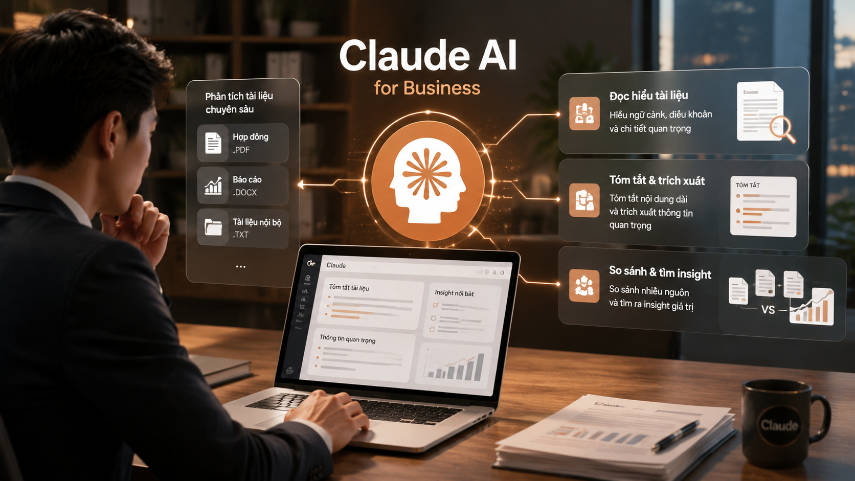 Claude phân tích tài liệu: Khả năng xử lý dữ liệu văn bản chuyên sâu - Claude AI doanh nghiệp, Claude phân tích tài liệu, AI knowledge work