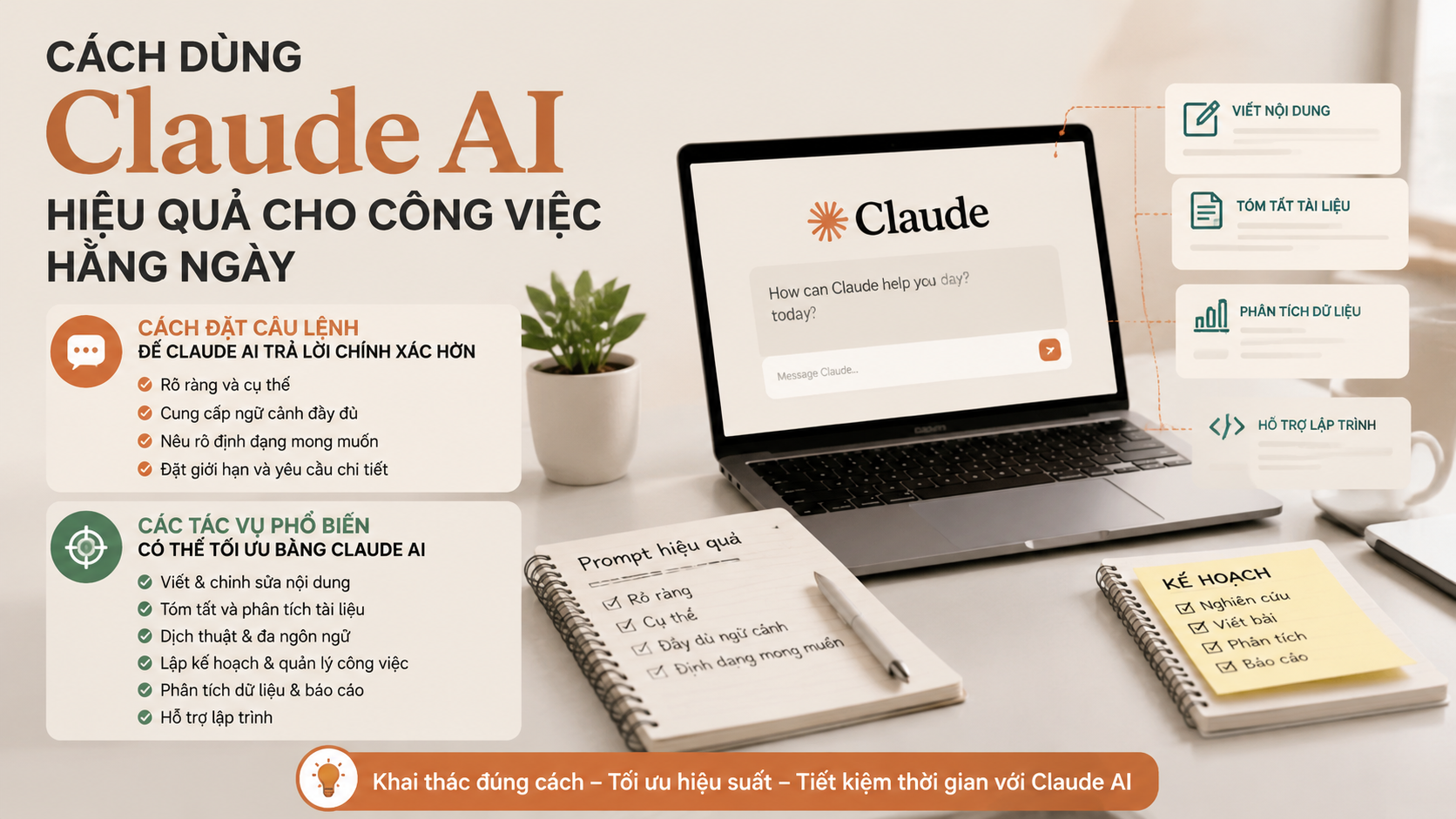 Cách dùng Claude online hiệu quả cho công việc hằng ngày - Claude AI miễn phí, Claude Pro, dùng Claude online